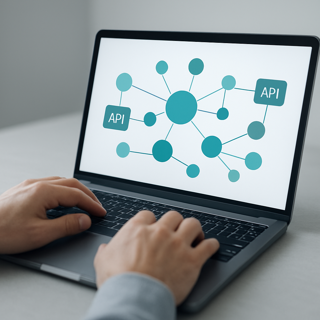 Visualização de arquitetura de microserviços e APIs conectadas